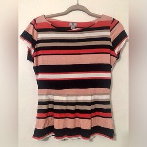 Worthington Striped Peplum Top Size S